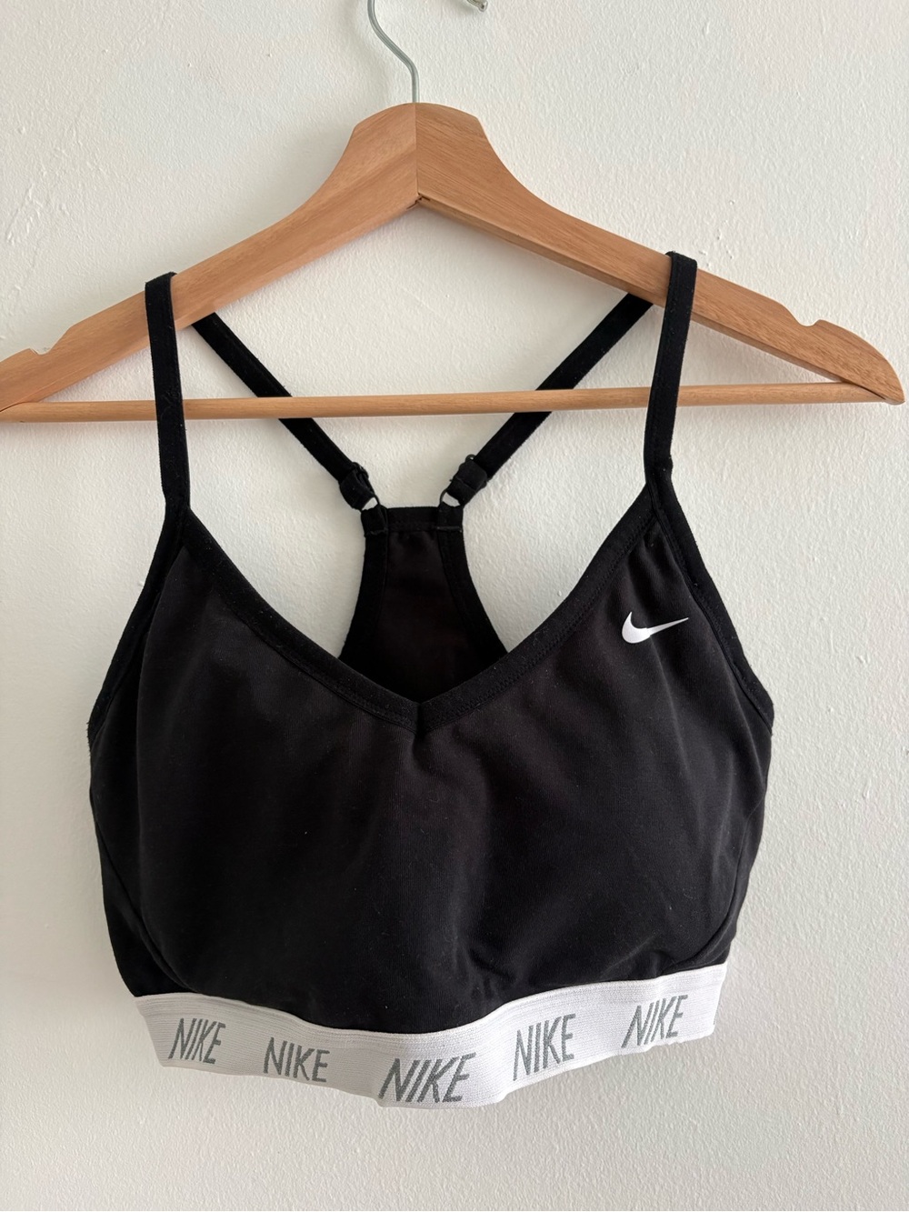 Nike Black Sports Bra with White Logo Band